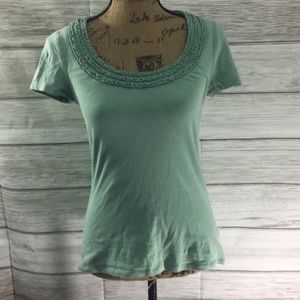 Boden Green ruffle Shirt EUC